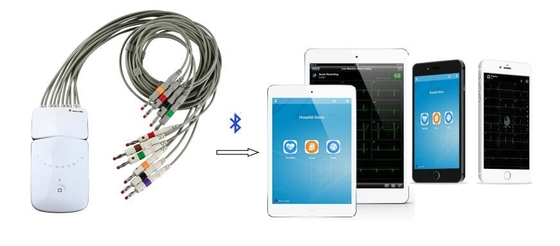 Portable Diagnostic Ecg Machine Wireless Bluetooth ECG ICV200S 12 Channel With Three Colors Recorder
