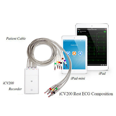 12 Channel Wireless ECG Machine Small White Recorder Bluetooth For IOS