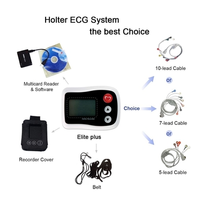 el canal canal/3 del monitor 12 de 0.05-60HZ Holter ECG conecta con los registradores blancos