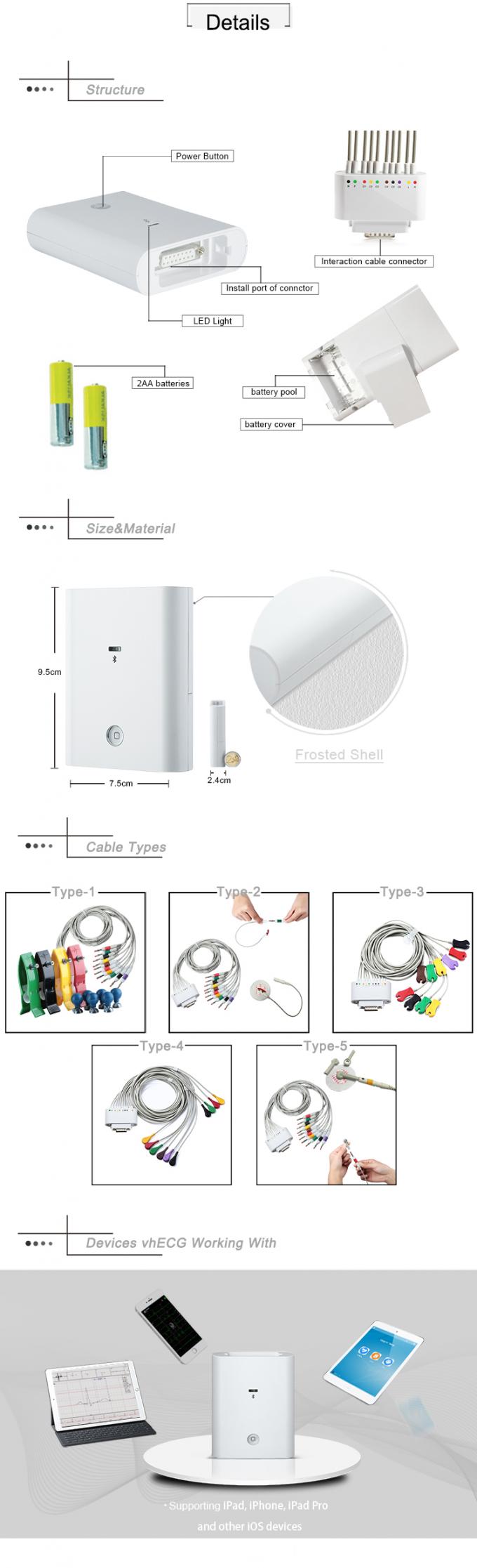 ICV200 equipo portátil del iPad ECG con el bluetooth